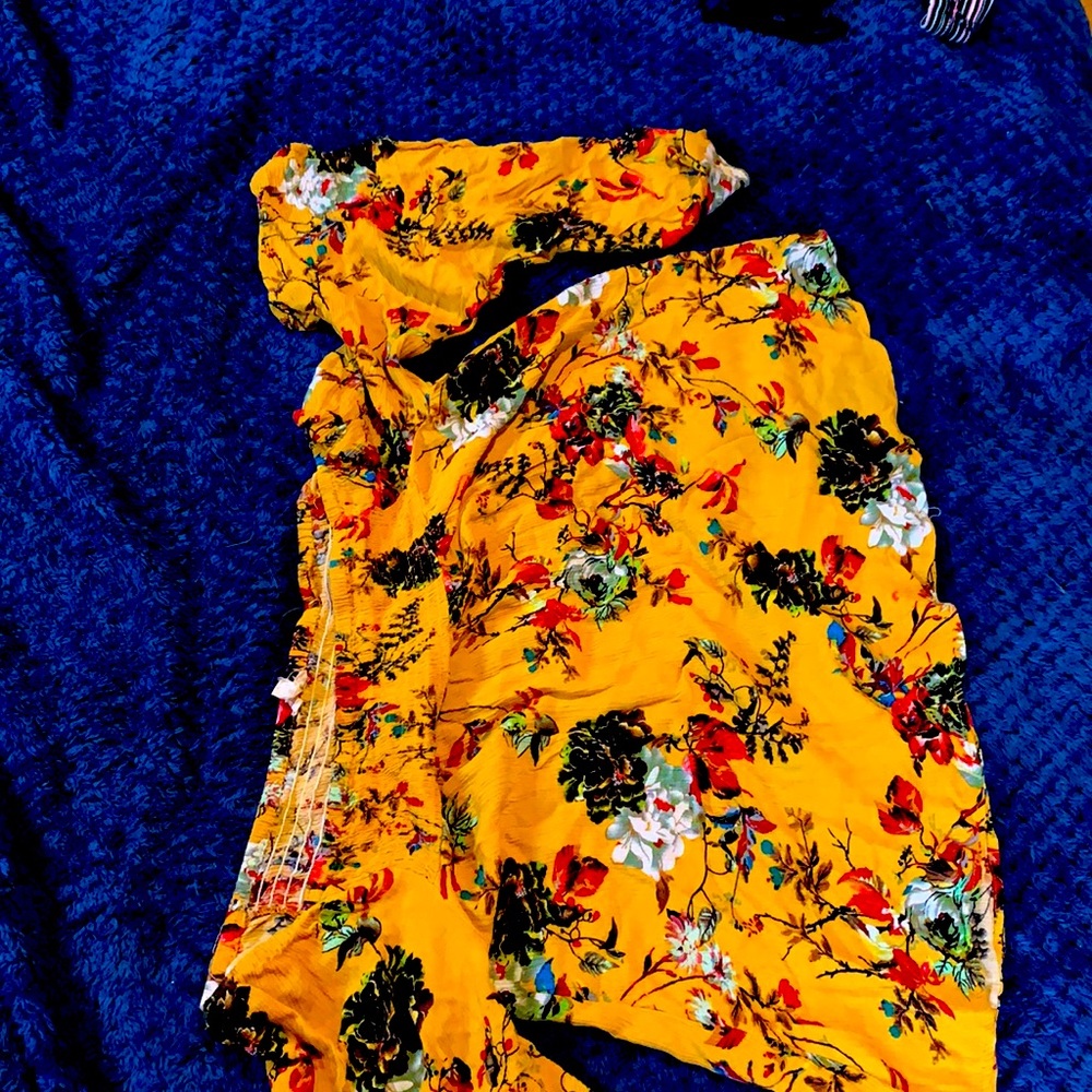 yellow flowered dress top